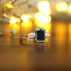 Black Radiant Moissanite Trilogy Ring