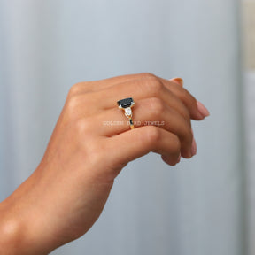 Black Radiant Moissanite Trilogy Ring