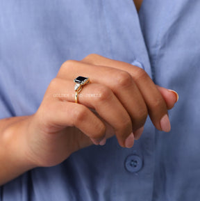 Black Radiant Moissanite Trilogy Ring