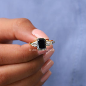 Black Radiant Moissanite Trilogy Ring