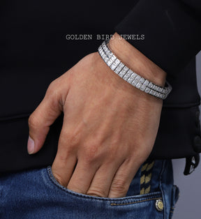 Princess Cut Moissanite Tennis Men's Bracelet