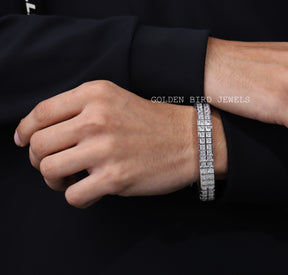 Princess Cut Moissanite Tennis Men's Bracelet