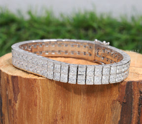 Princess Cut Moissanite Tennis Men's Bracelet