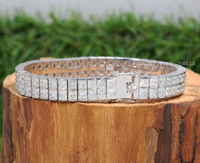 Princess Cut Moissanite Tennis Men's Bracelet