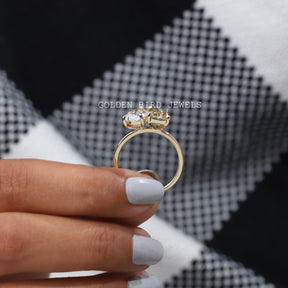 Pear Radiant Fancy Colored Moissanite Toi Et Moi Ring