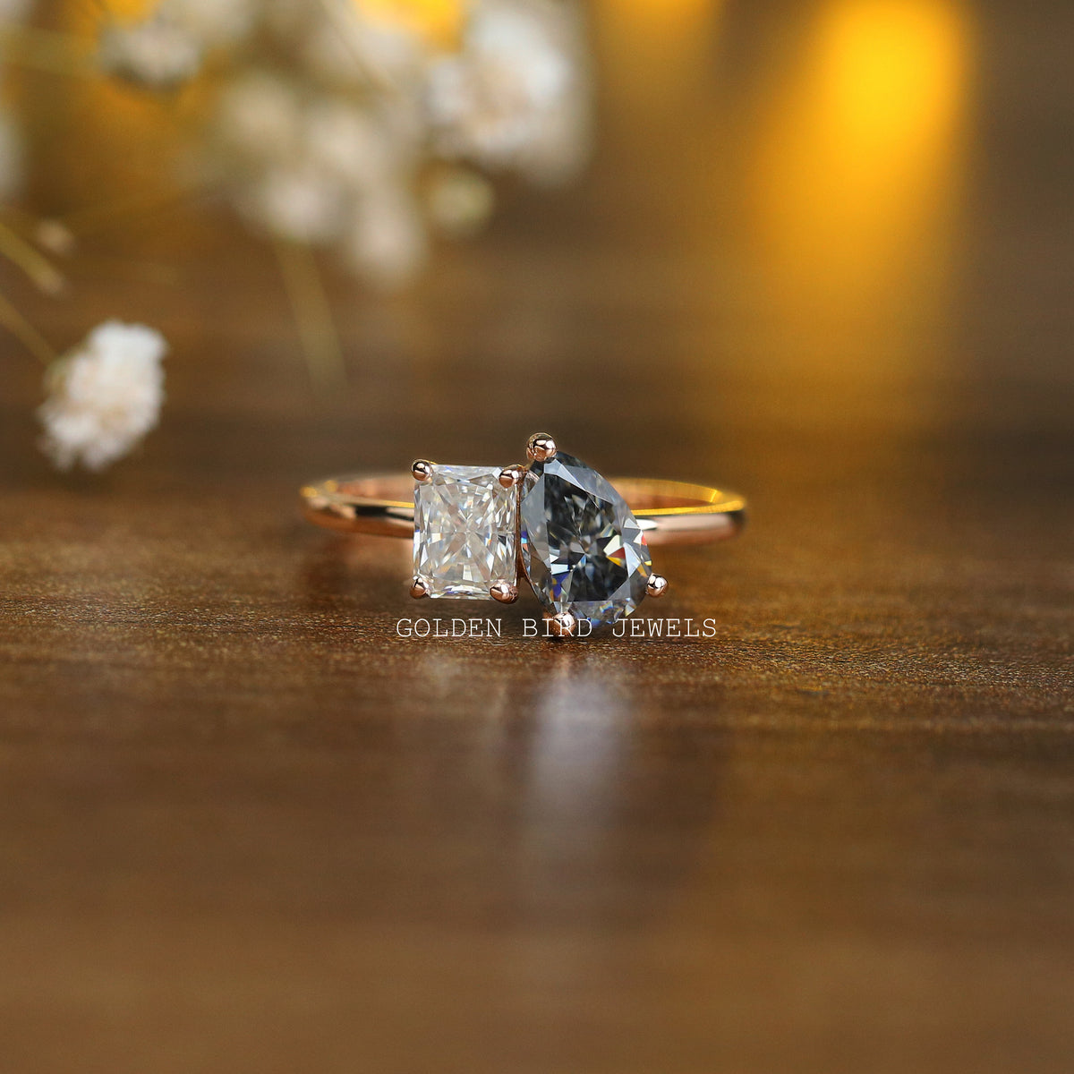 Pear And Radiant Cut Moissanite You & Me Ring