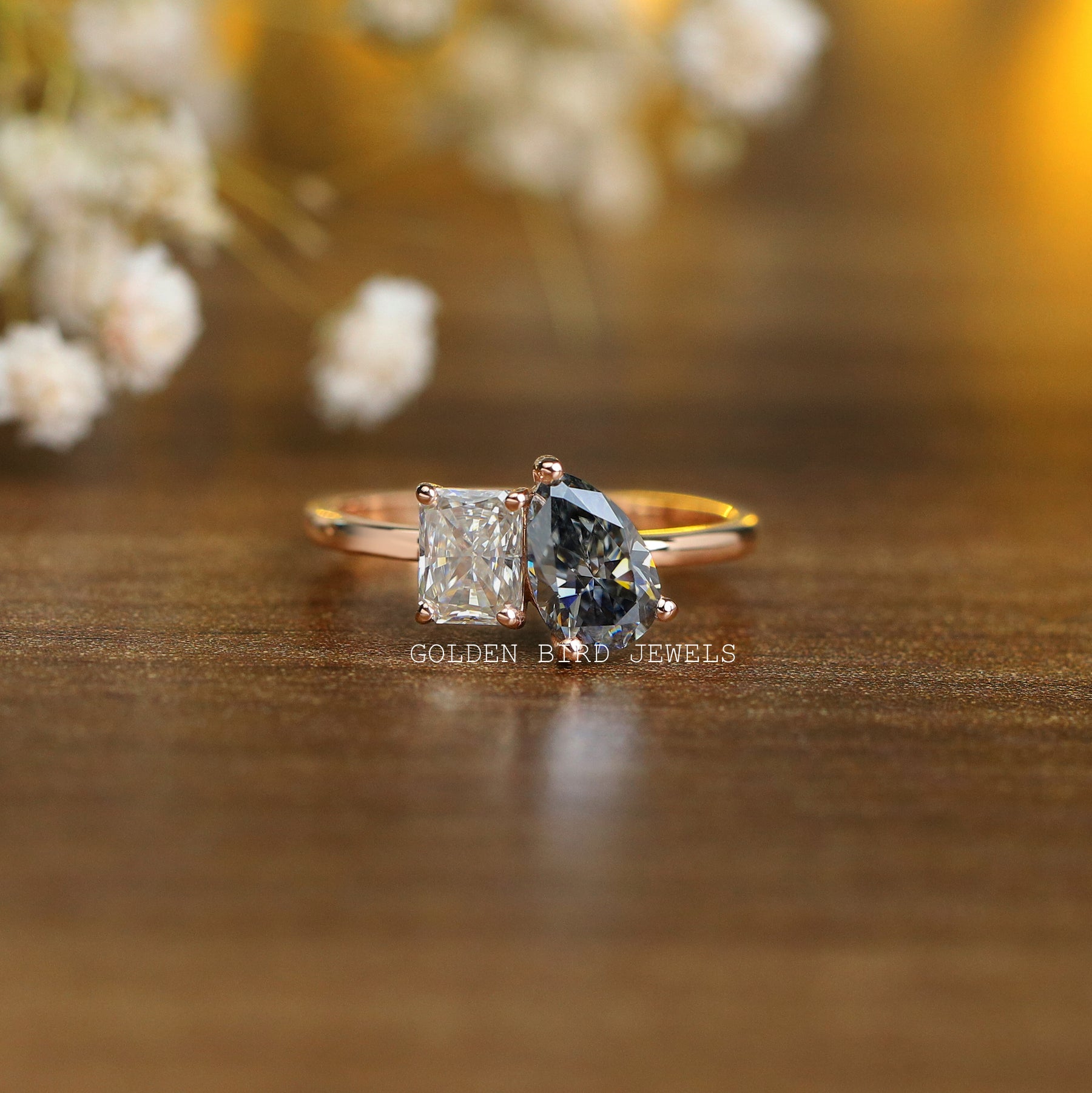 Pear And Radiant Cut Moissanite You & Me Ring