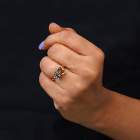 Radiant & Pear Cut Fancy Colored Moissanite Toi Moi Ring