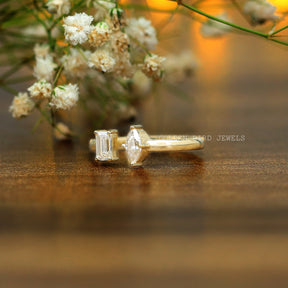 [Two Stone Moissanite Open Ring Set In Prongs]-[Golden Bird Jewels]