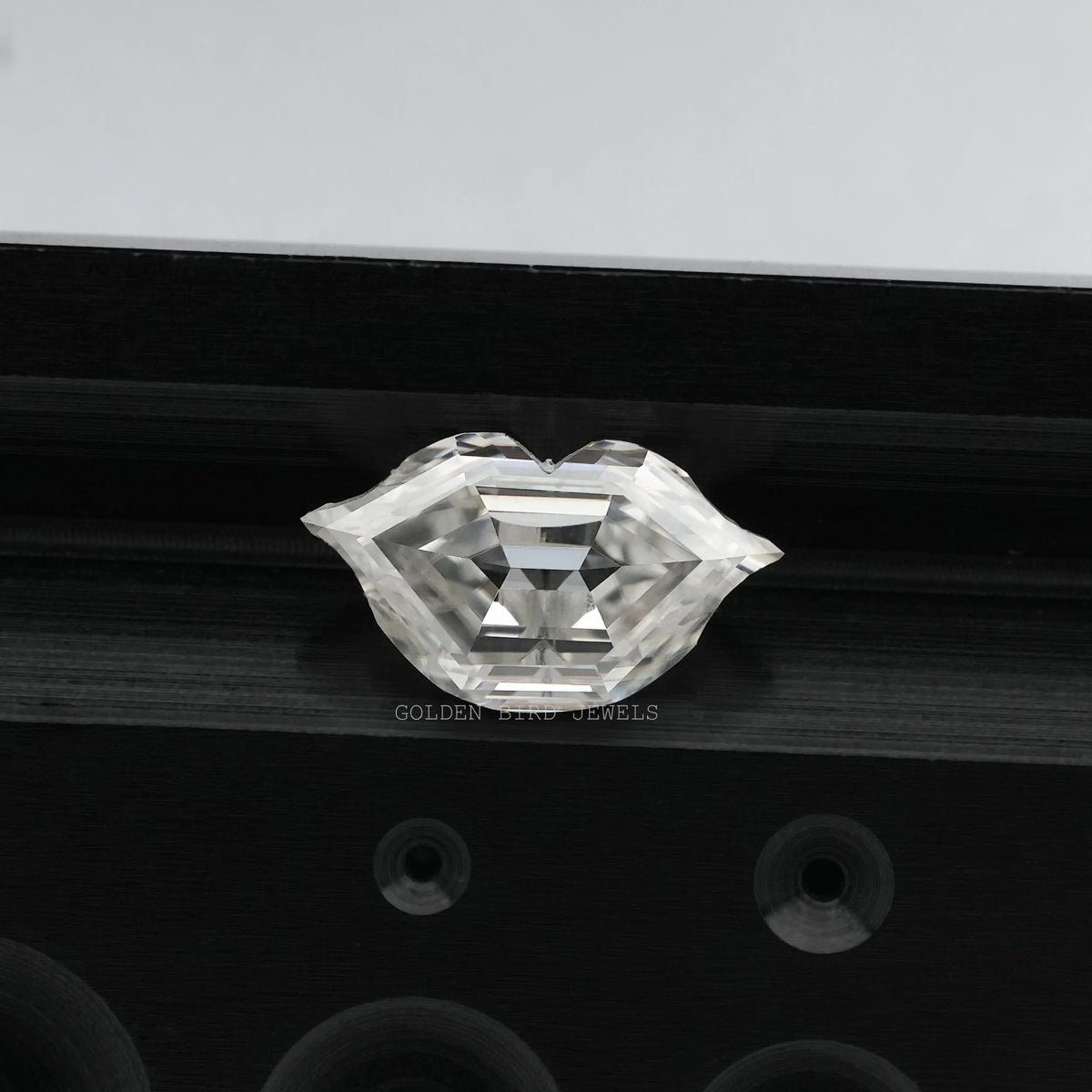 Front View Of Antique Colorless Lips Cut Loose Moissanite In White