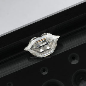 View of Antique Lips Shaped Loose Moissanite In White