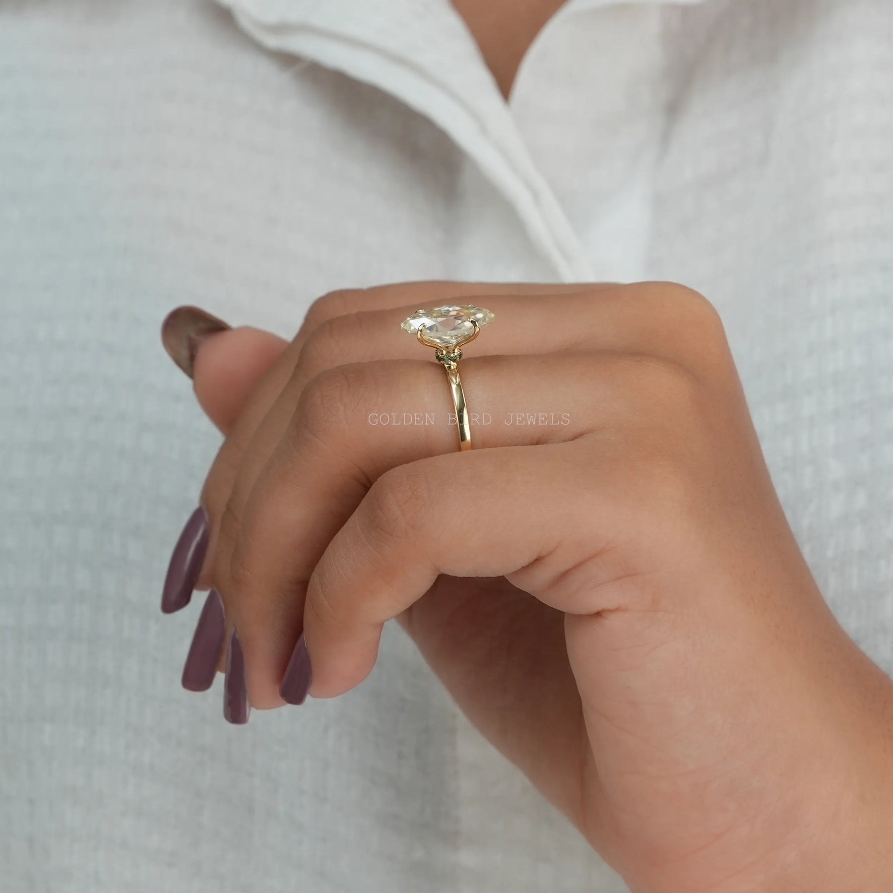 [Marquise Cut Moissanite Solitaire Ring For Her Engagement]-[Golden bird Jewels]