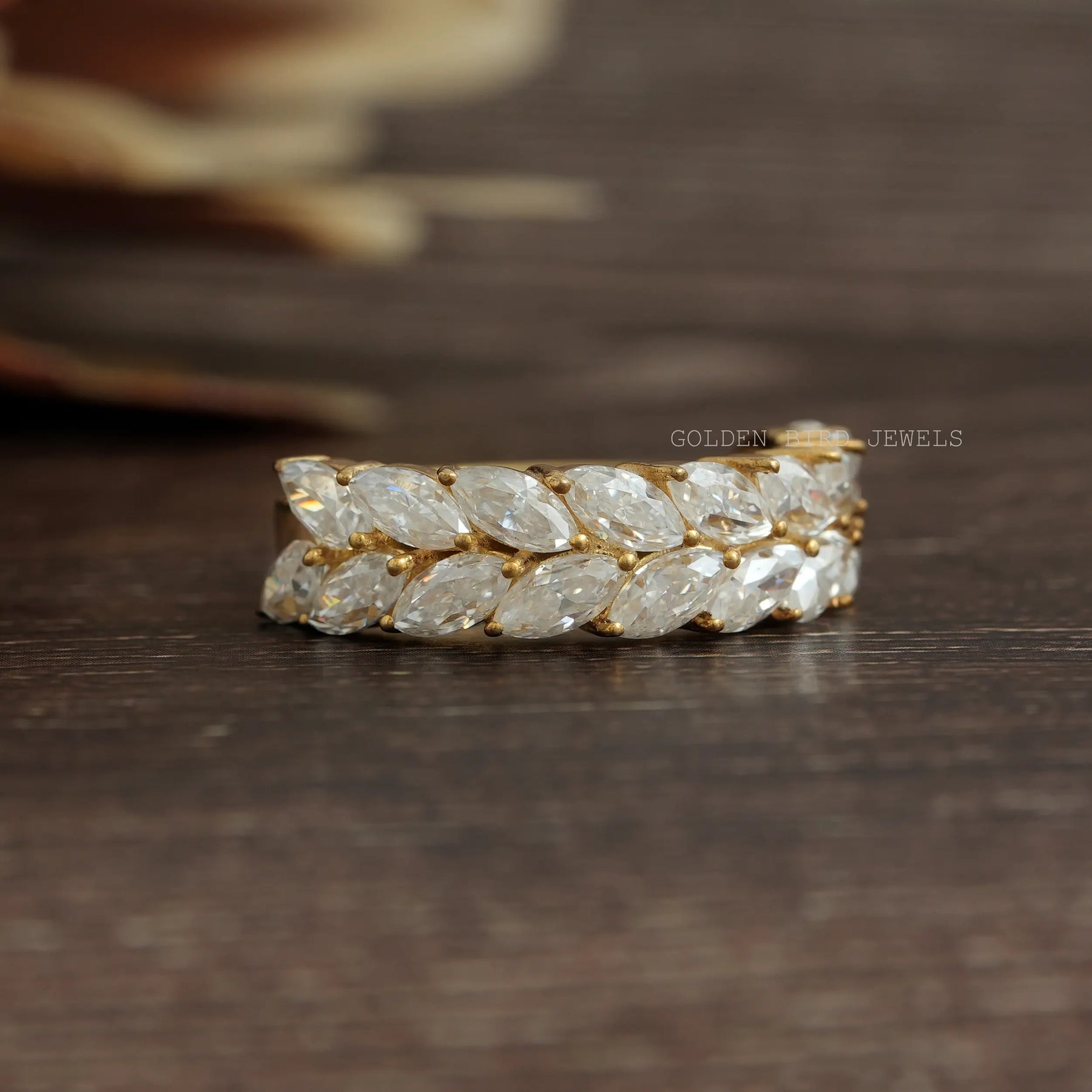 Marquise Cut Moissanite Stackable Wedding Band