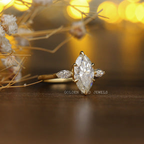 [Moissanite Marquise Cut Engagement Ring]-[Golden Bird Jewels]