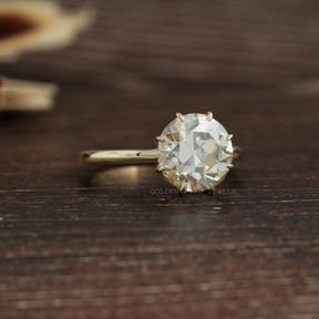 [OEC Round Solitaire Moissanite Engagement Ring Set In Prongs]-[Golden Bird Jewels]