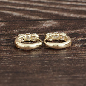 OEC Round Moissanite Yellow Gold Hoop Earring