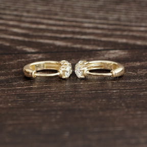 OEC Round Moissanite Yellow Gold Hoop Earring
