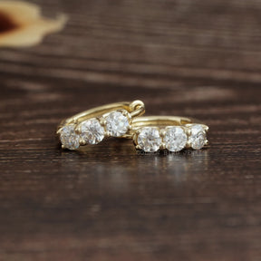 [This OEC round moissanite earrings made of yellow gold]-[Golden Bird Jewels]