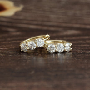 OEC Round Moissanite Yellow Gold Hoop Earring