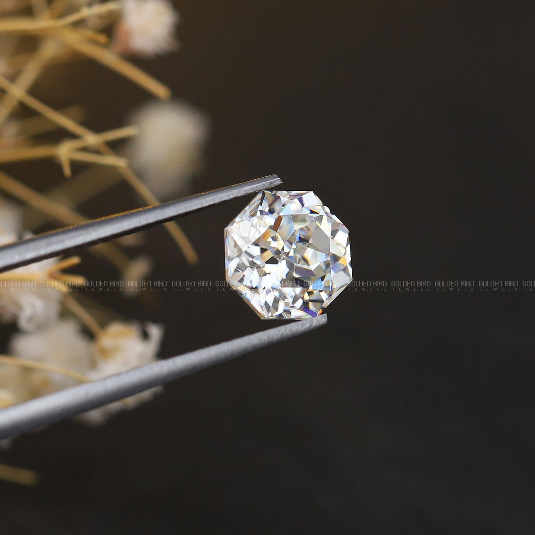 [Moissanite Octagon Cut Loose]-[Golden Bird Jewels]