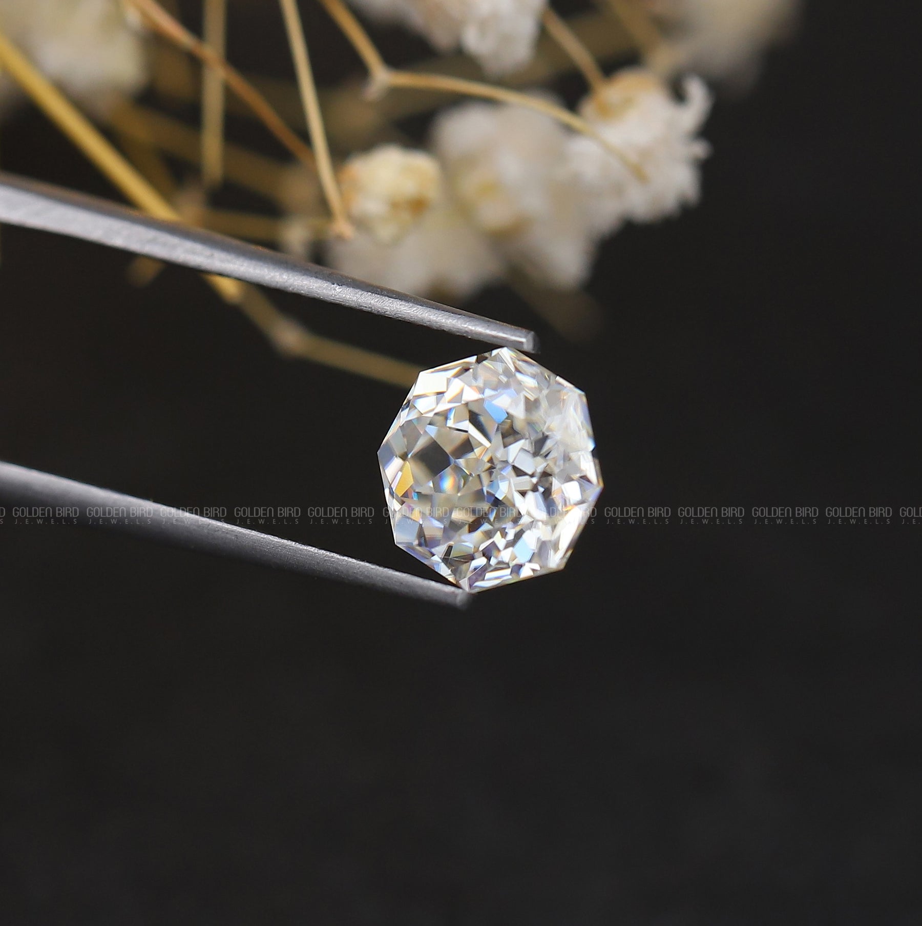 [Colorless Octagon Cut Loose Moissanite Stone]-[Golden Bird Jewels]
