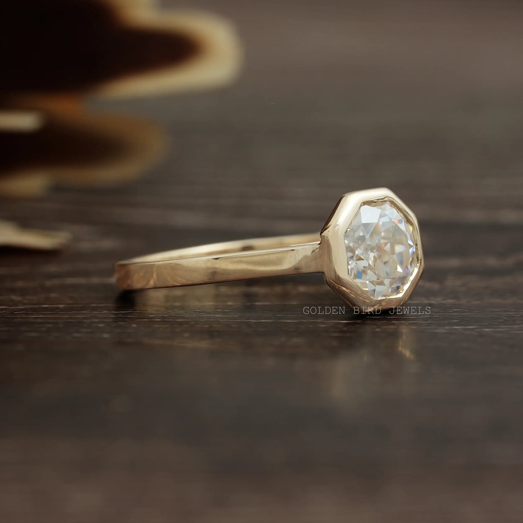 Right Side View Of Old Cut Moissanite Solitaire Ring