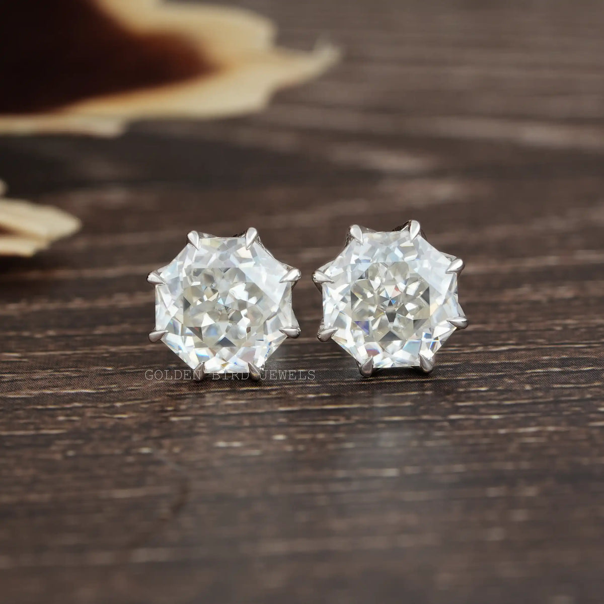 Gold moissanite store stud earrings