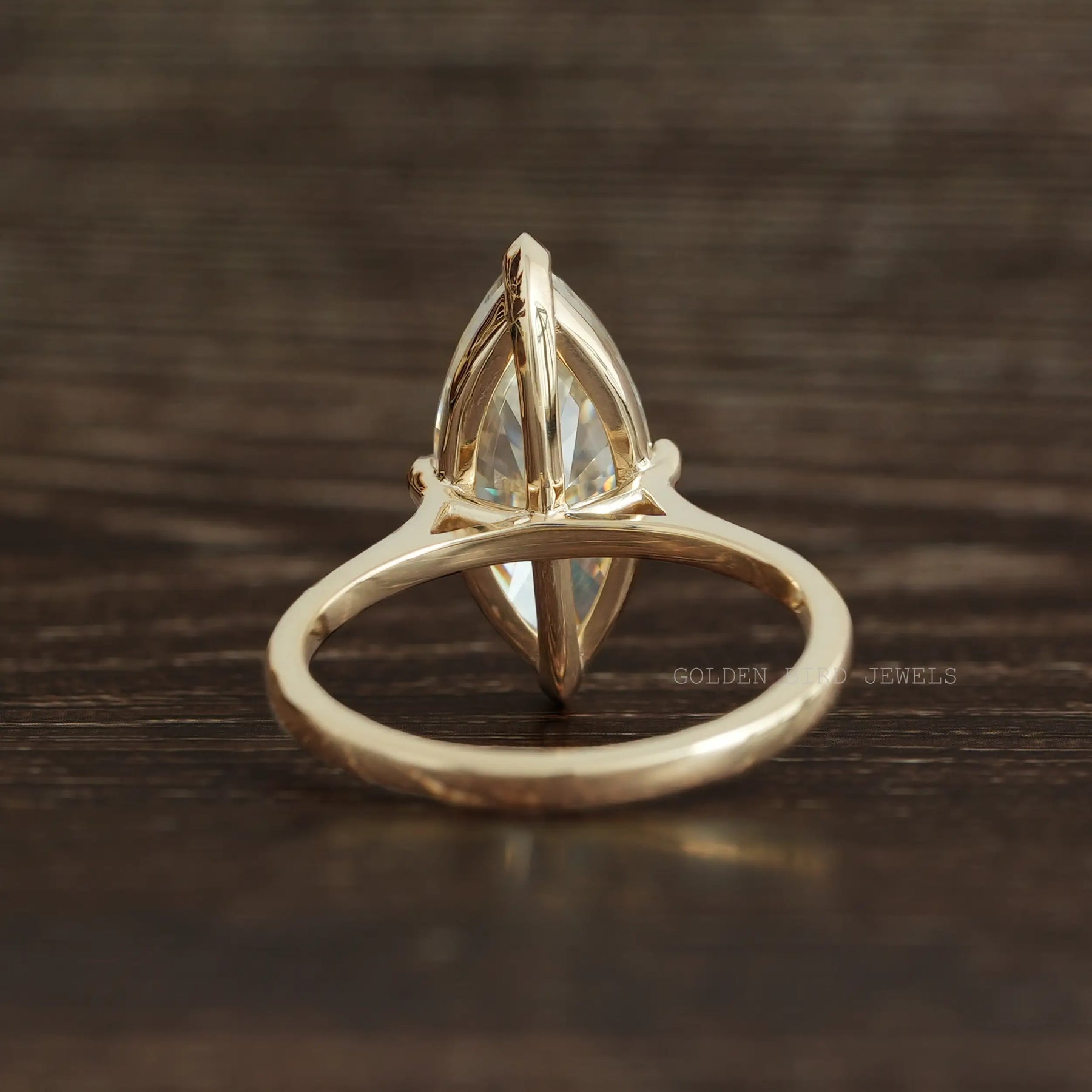 [Solitaire Marquise Cut Solitaire Engagement Ring In Prong Setting]-[Golden Bird Jewels]