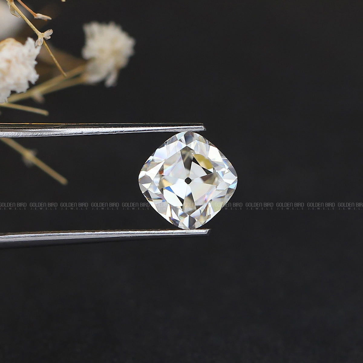 [Off White Cushion Cut Loose Moissanite]-[Golden Bird Jewels]