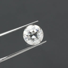 In tweezer front view of 3.28 CT Colorless Old European Round Cut Loose Moissanite 