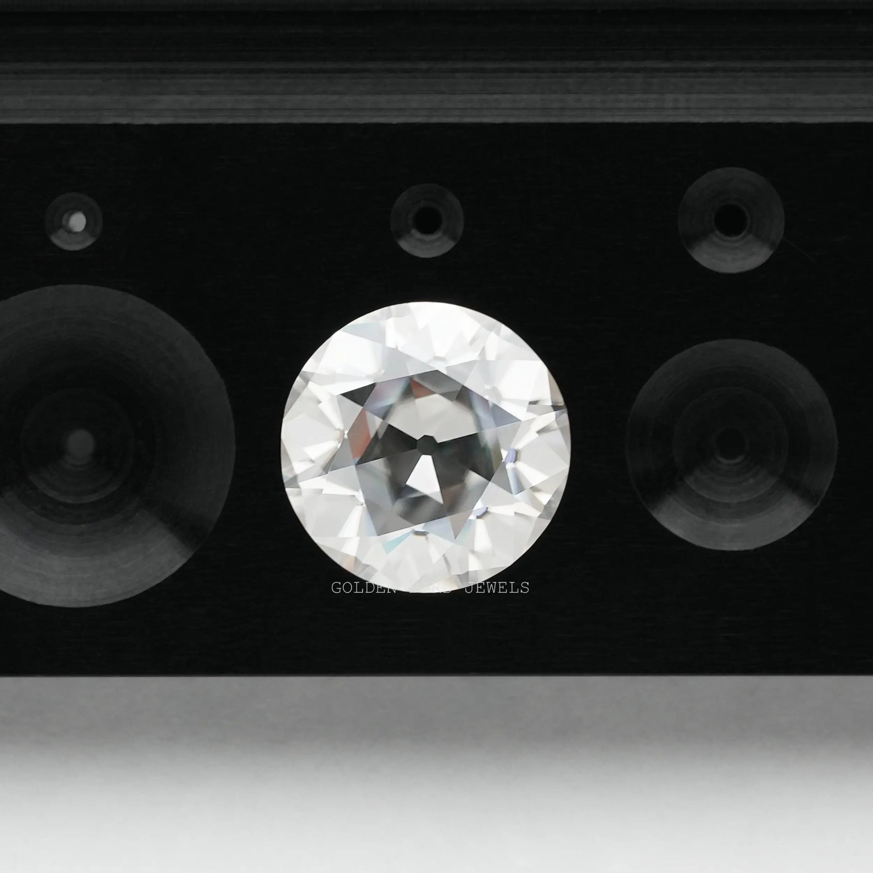 front view of old European round cut moissanite diamond