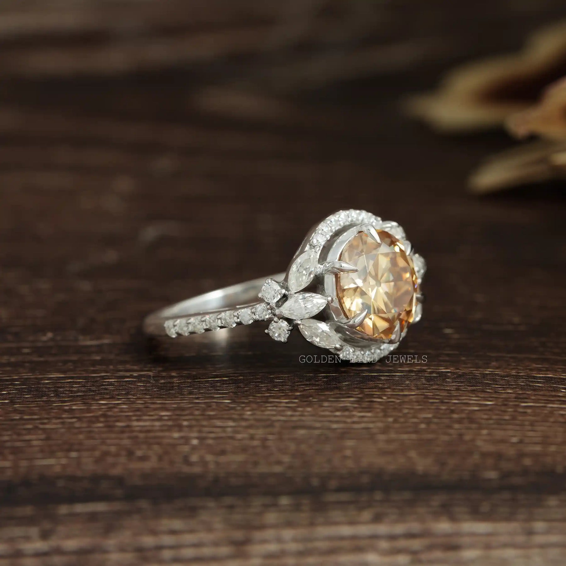 [Cluster moissanite round cut halo ring with VVS clarity moissanite]