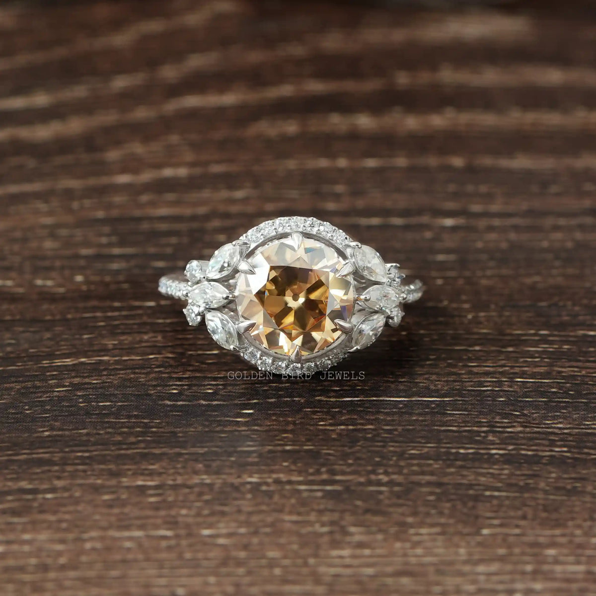 [Old European Round Cut Moissanite Halo Cluster Ring]