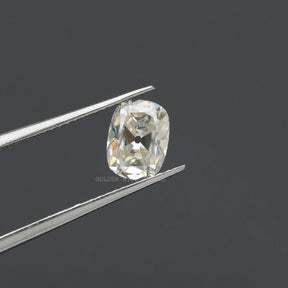 In Tweezers Off White Old Mine Cushion Cut Loose Moissanite