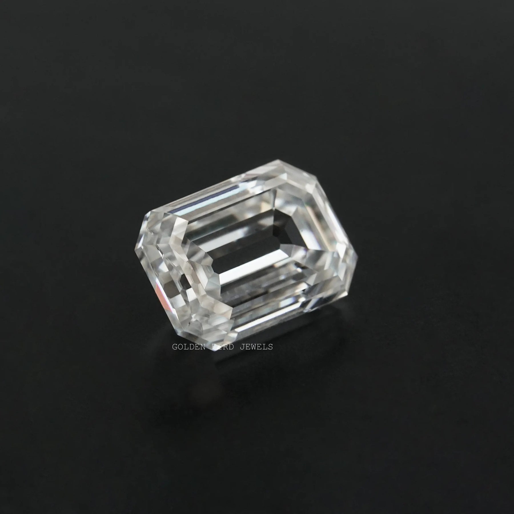 3.83 carat colorless old mine emerald cut moissanite lab diamond