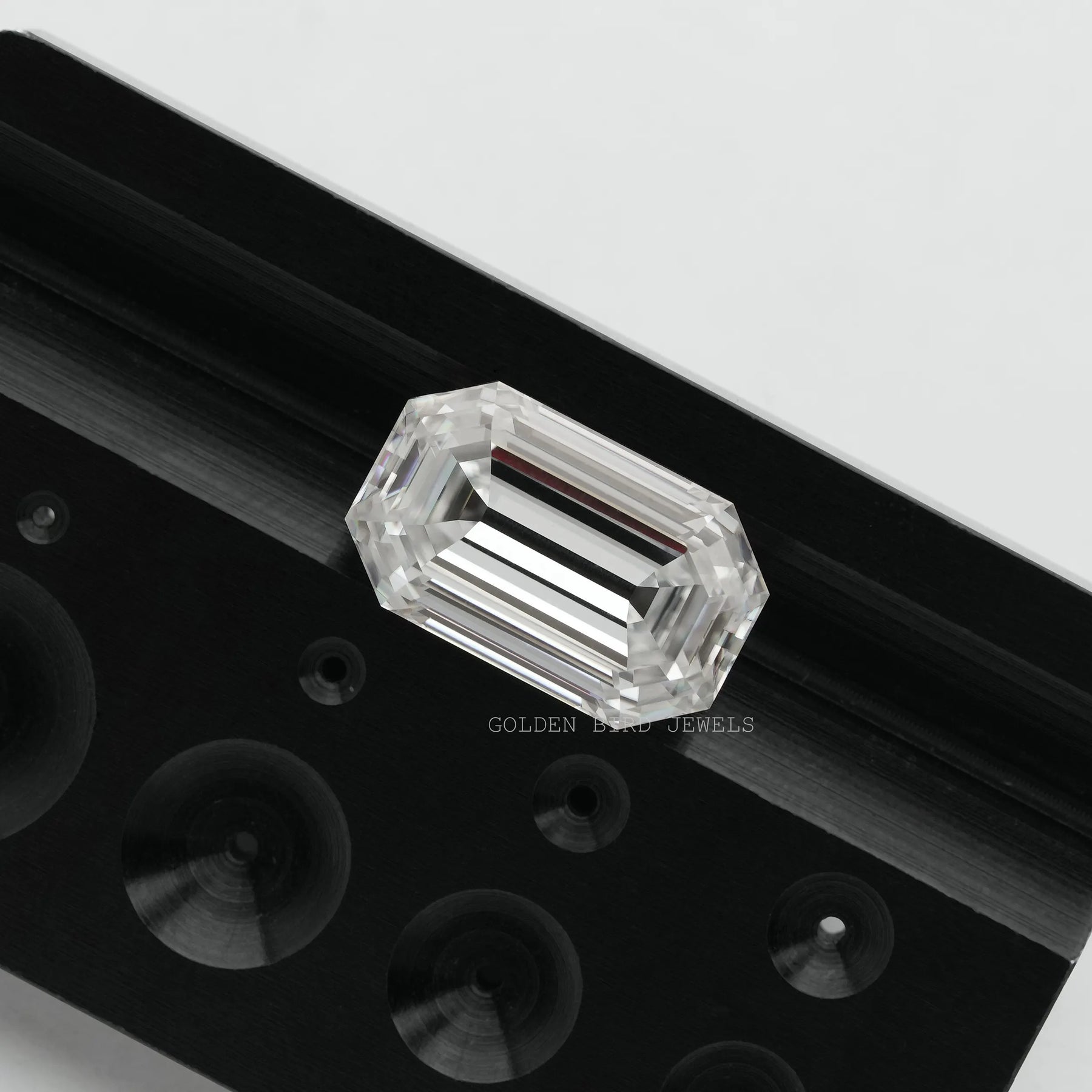Front View OF Colorless Old Mine Emerald Cut Moissanite With VVS Clarity