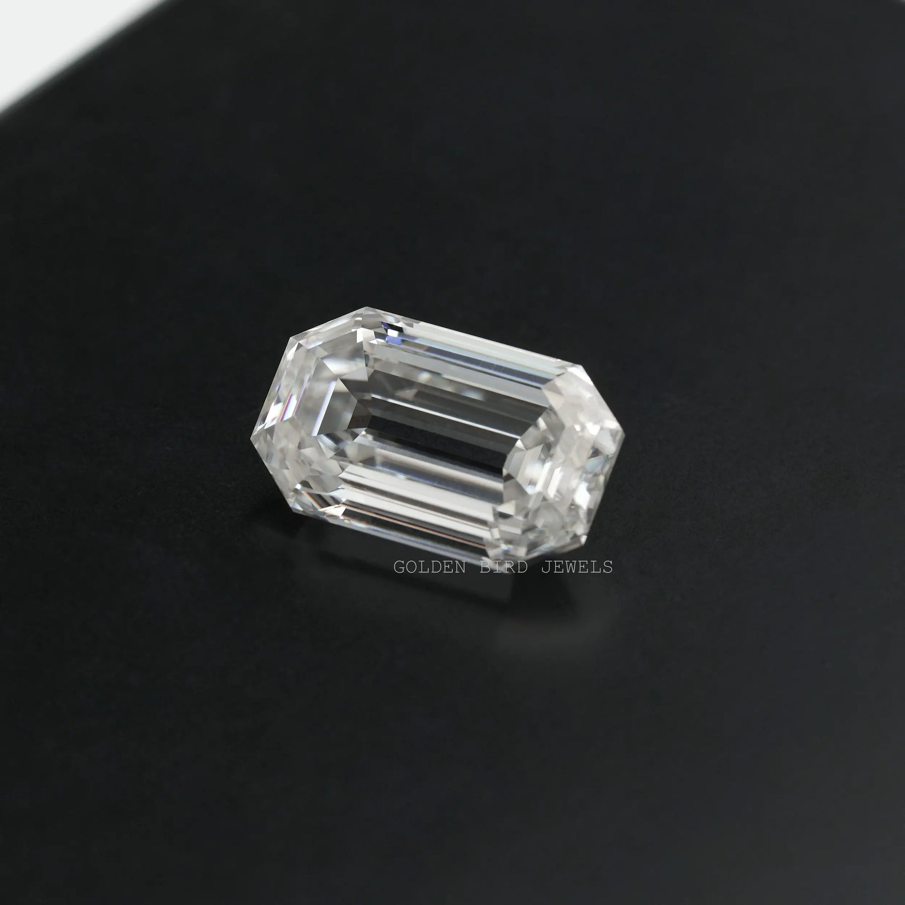 Side View Of Old Mine Cut Moissanite Made With Colorless Emerald Shaped