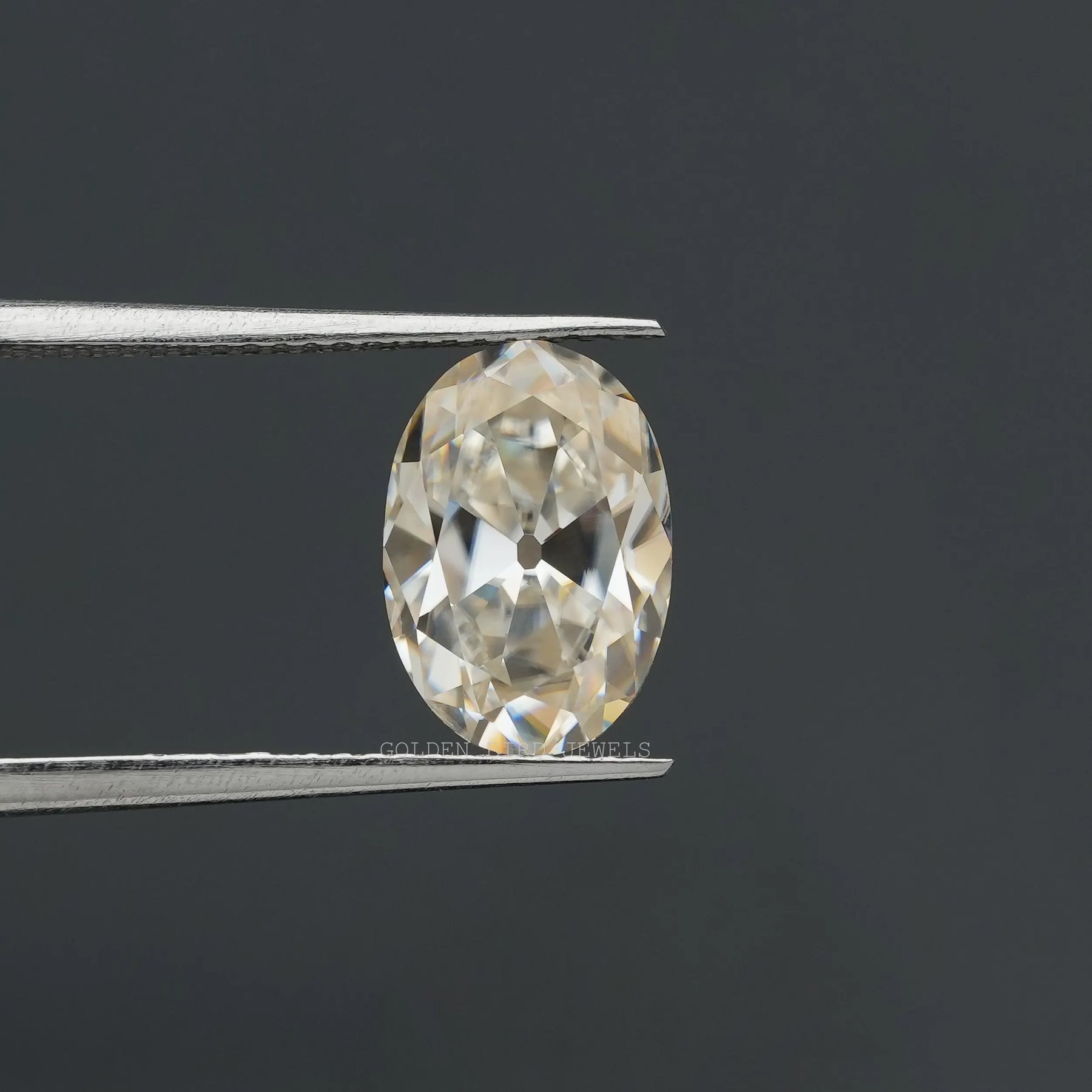 Front View Of Old Mine Oval Loose Moissanite