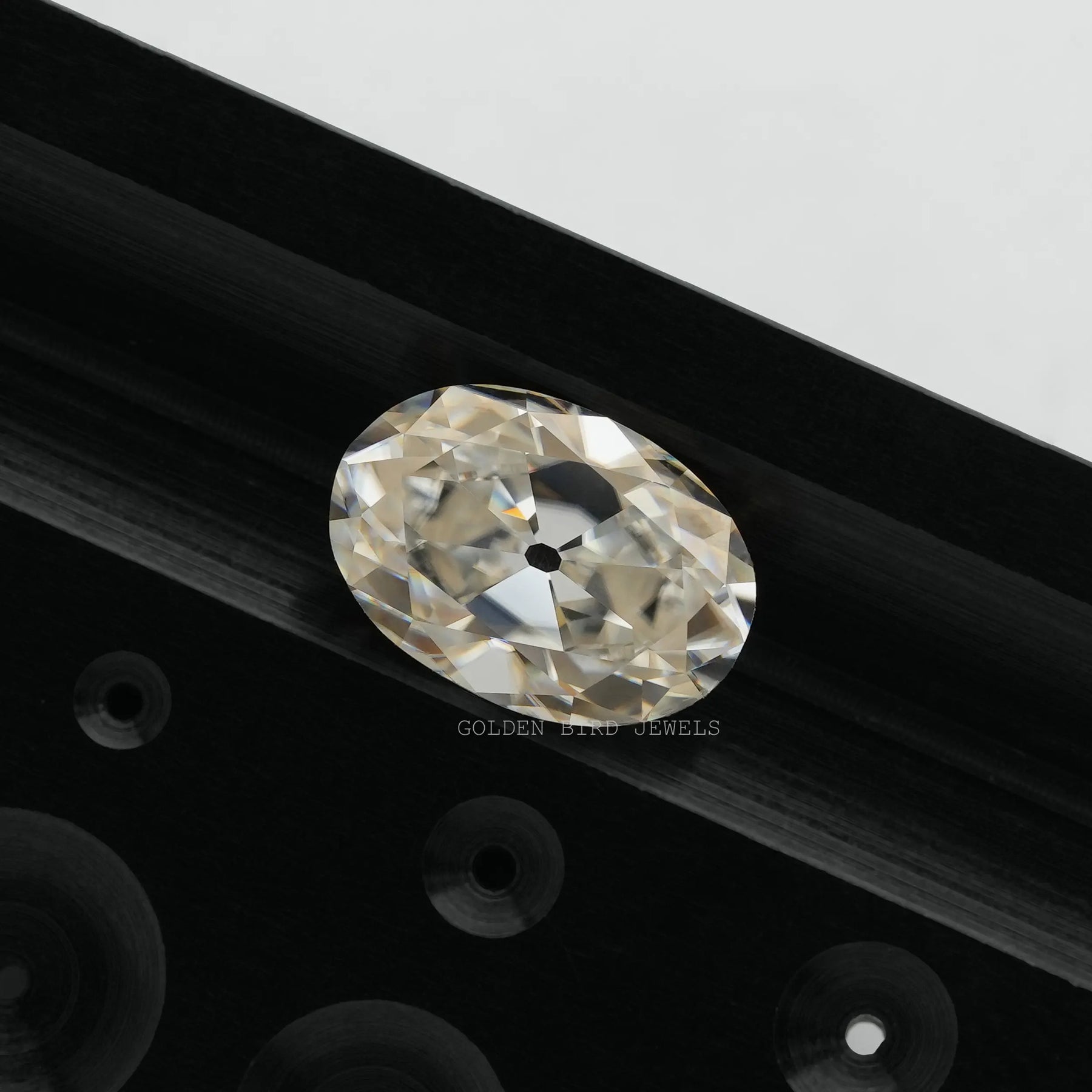Front Look Of old Mine Cut Oval Shape Moissanite
