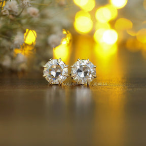 [Solitaire Old European Cut Round Moissanite Studs]-[Golden Bird Jewels]