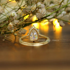 Old Pear Cut Moissanite Solitaire Engagement Ring For Women