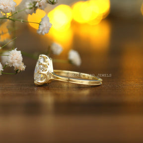 Left Side View Of Pear Cut Solitaire Moissanite Engagement Ring