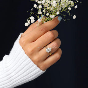 Near Colorless Pear Cut Moissanite Solitaire Engagement Ring