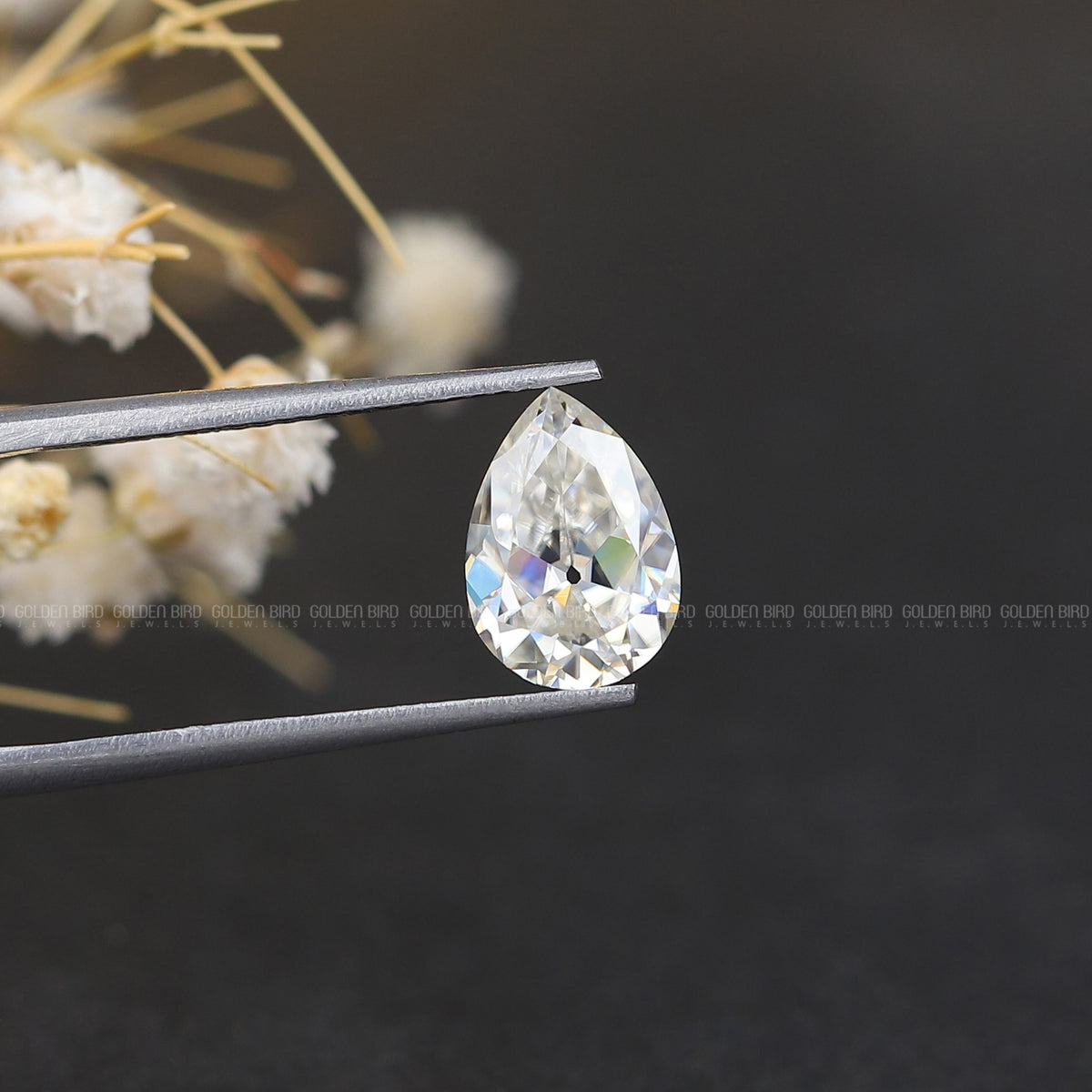 [Colorless Old Mine Pear Shaped  Loose]-[Golden Bird Jewels]