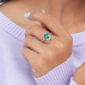 Oval Cut Moissanite Bezel Setting Solitaire Engagement Ring