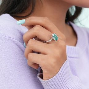 Oval Cut Moissanite Bezel Setting Solitaire Engagement Ring