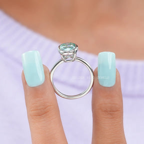 Oval Cut Moissanite Bezel Setting Solitaire Engagement Ring