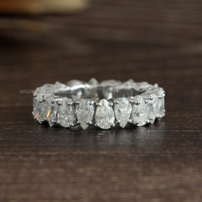 lovely pear cut lab created moissanite full eternity wedding band crafted in solid white gold
