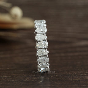 Lab Created Pear Shaped Moissanite Full Eternity wedding band