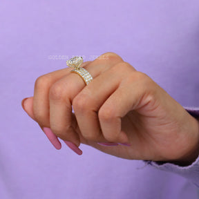 [Radiant Cut Moissanite Hidden Halo Wedding Ring]-[Golden Bird Jewels]